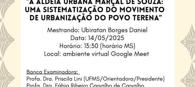 Banca de Defesa de Dissertação: Mestrando UBIRATAN BORGES DANIEL